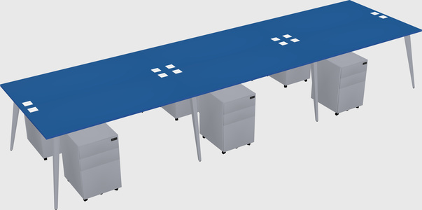 Shared rectangular office desk system