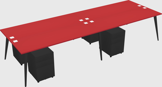Shared rectangular office desk system