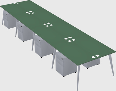 Shared rectangular office desk system