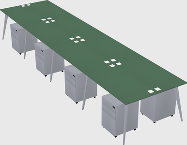 Shared rectangular office desk system