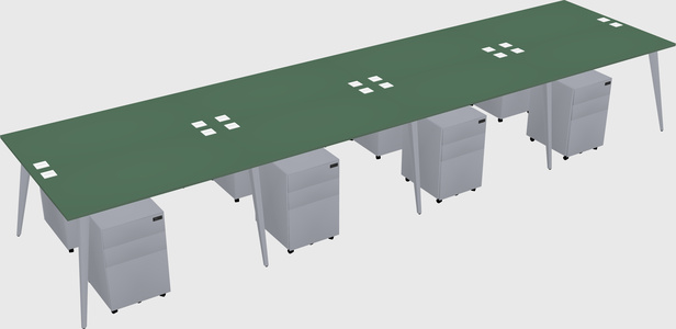 Shared rectangular office desk system