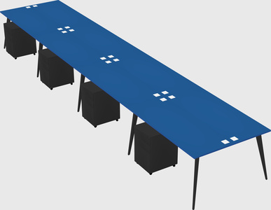 Shared rectangular office desk system