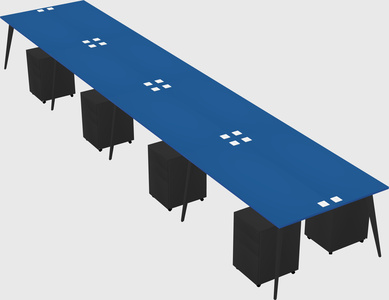 Shared rectangular office desk system