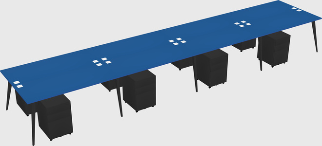 Shared rectangular office desk system