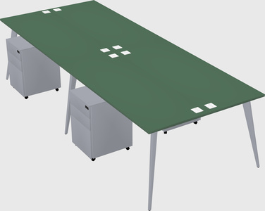 Shared rectangular office desk system