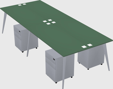 Shared rectangular office desk system