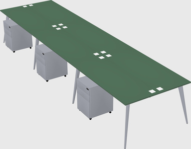 Shared rectangular office desk system