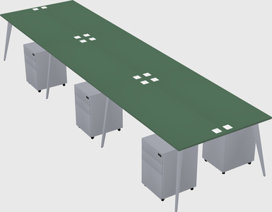 Shared rectangular office desk system