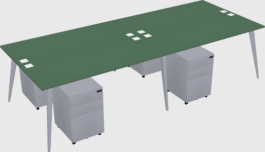 Shared rectangular office desk system