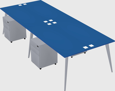 Shared rectangular office desk system