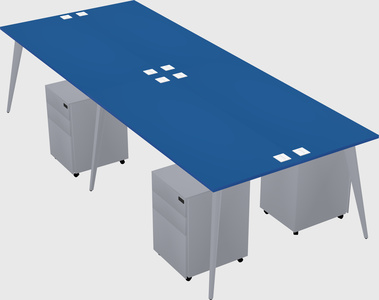 Shared rectangular office desk system