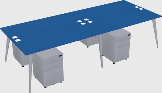 Shared rectangular office desk system