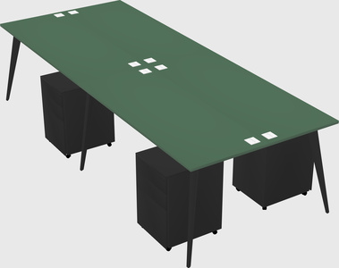 Shared rectangular office desk system