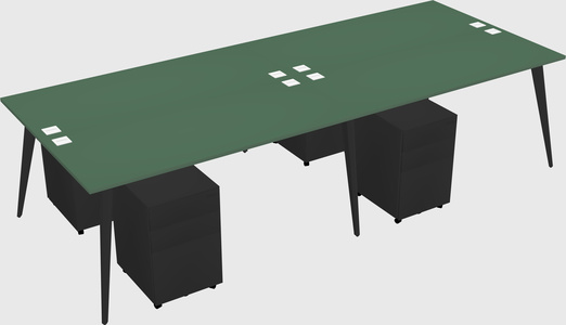 Shared rectangular office desk system