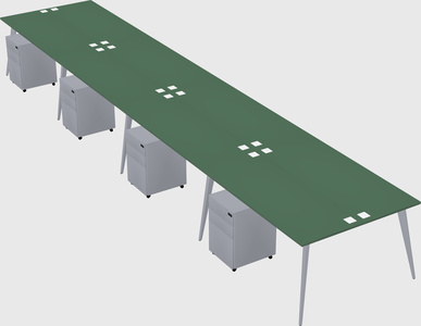 Shared rectangular office desk system