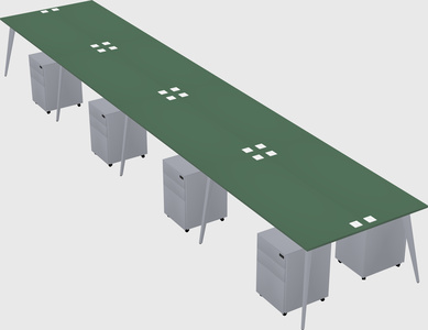 Shared rectangular office desk system