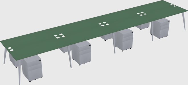 Shared rectangular office desk system