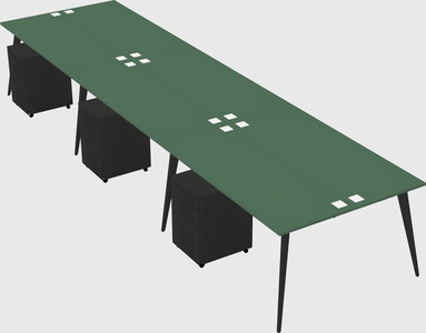 Shared rectangular office desk system