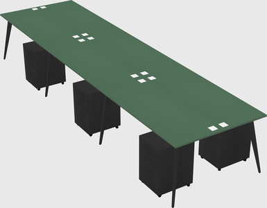 Shared rectangular office desk system