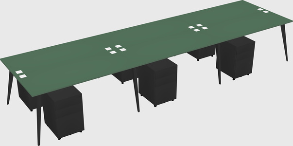 Shared rectangular office desk system