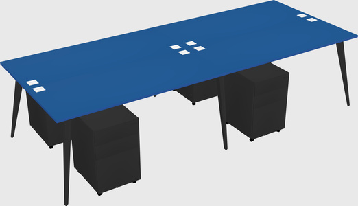 Shared rectangular office desk system
