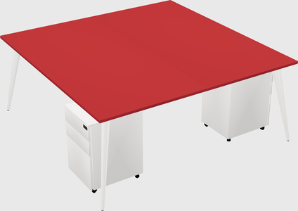 Shared rectangular office desk system