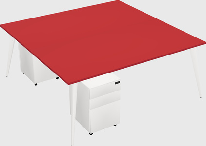 Shared rectangular office desk system