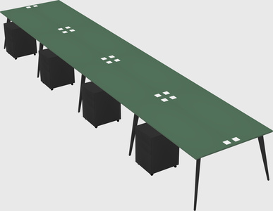 Shared rectangular office desk system
