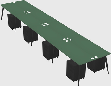 Shared rectangular office desk system