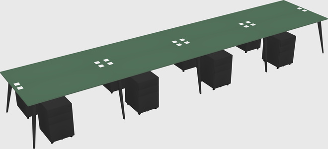 Shared rectangular office desk system