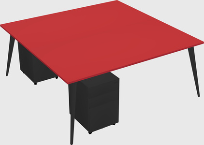 Shared rectangular office desk system