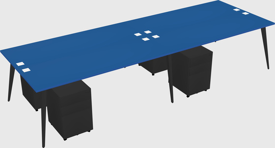 Shared rectangular office desk system