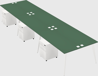 Shared rectangular office desk system