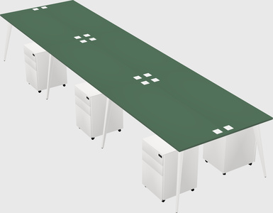 Shared rectangular office desk system