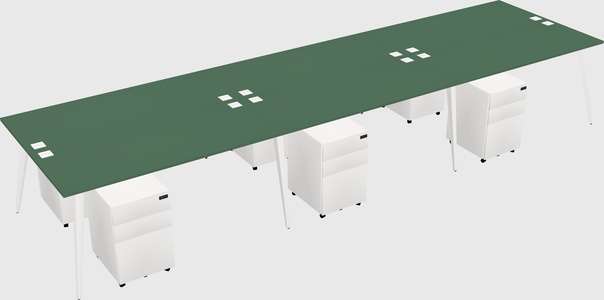 Shared rectangular office desk system