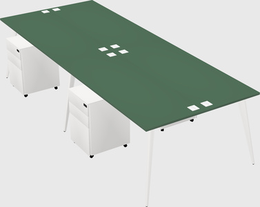 Shared rectangular office desk system