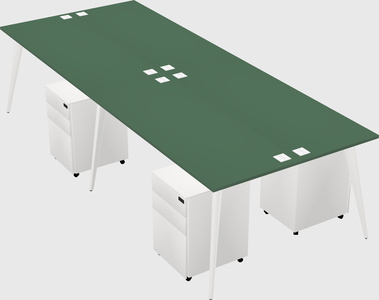 Shared rectangular office desk system