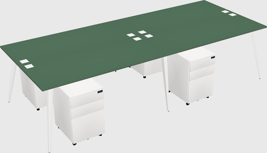 Shared rectangular office desk system