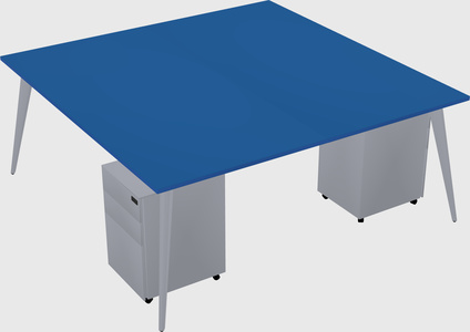Shared rectangular office desk system