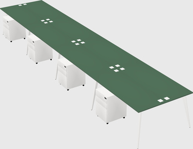 Shared rectangular office desk system