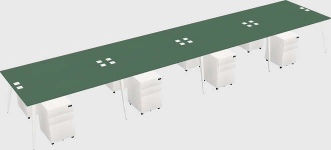 Shared rectangular office desk system