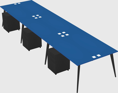 Shared rectangular office desk system