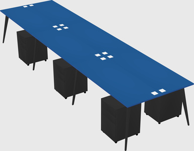 Shared rectangular office desk system