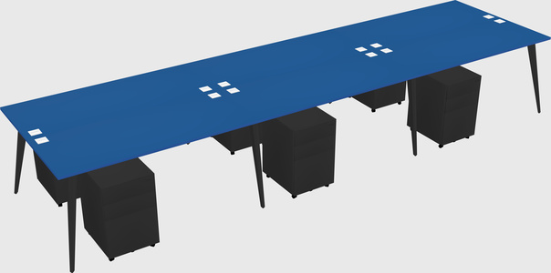 Shared rectangular office desk system