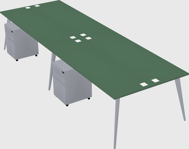 Shared rectangular office desk system