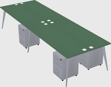 Shared rectangular office desk system