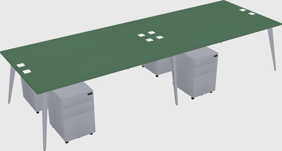 Shared rectangular office desk system