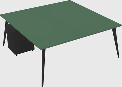 Shared rectangular office desk system