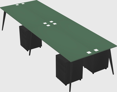 Shared rectangular office desk system