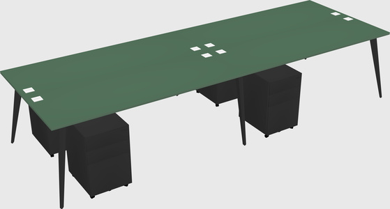 Shared rectangular office desk system